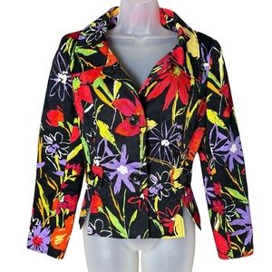 Eccoci Floral Blazer Jacket Size 8 Cottagecore Grandma Core Art Teacher Chic